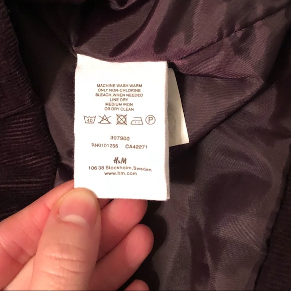 H&M Purple Corduroy 3/4 Sleeve Cropped Blazer - Picture 5 of 6